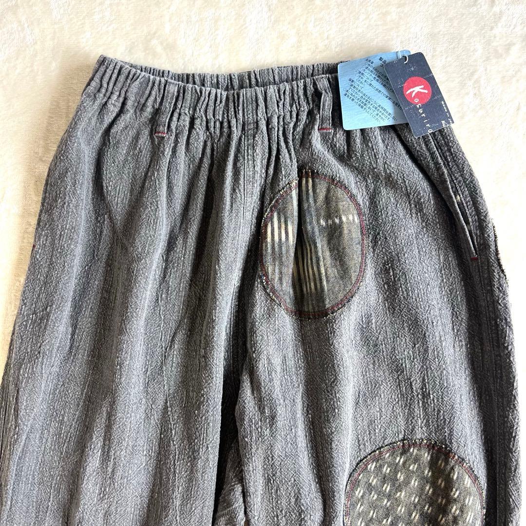 新品未使用　カスリラ　墨染　綿100%　パッチワーク　パンツ　M〜L
