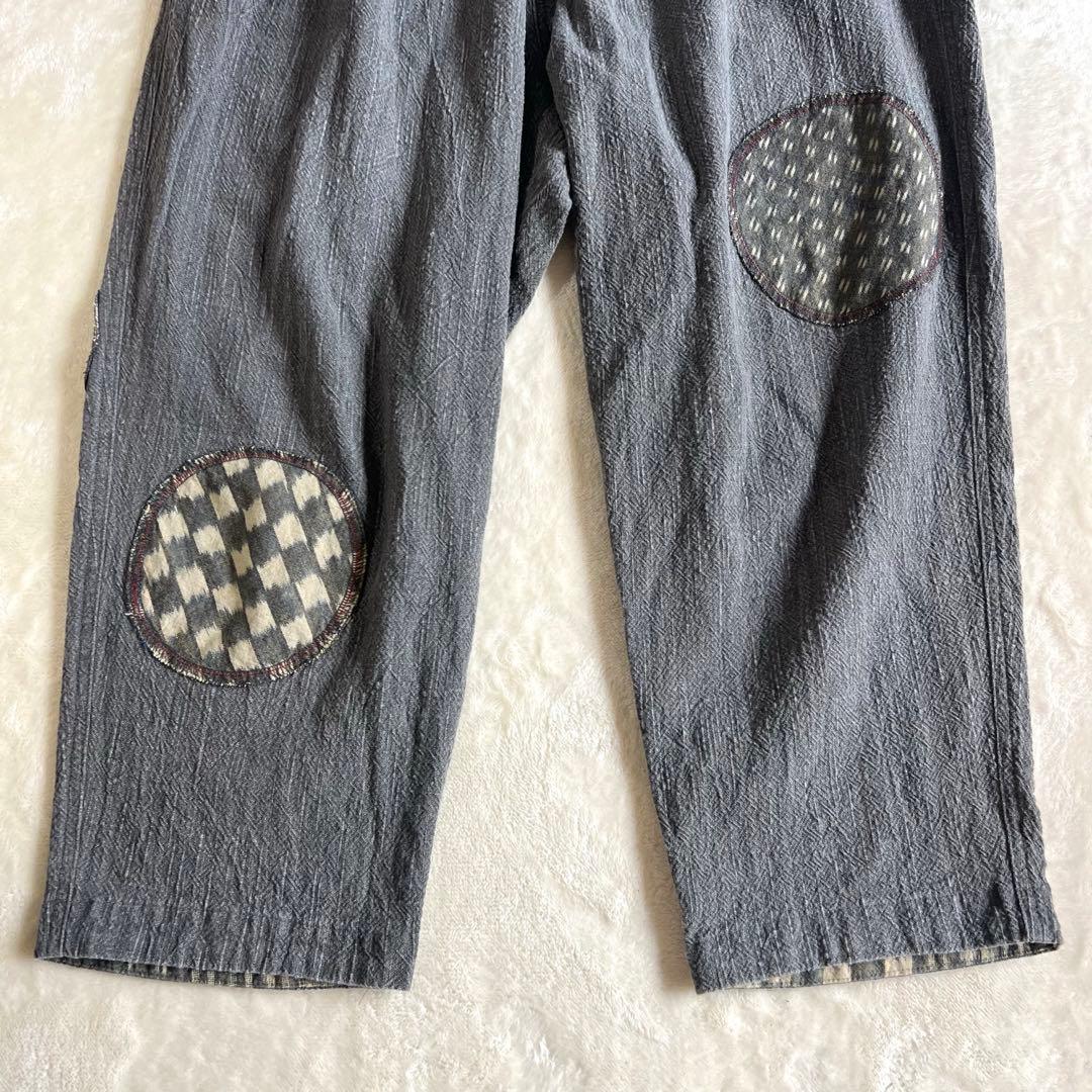 新品未使用　カスリラ　墨染　綿100%　パッチワーク　パンツ　M〜L