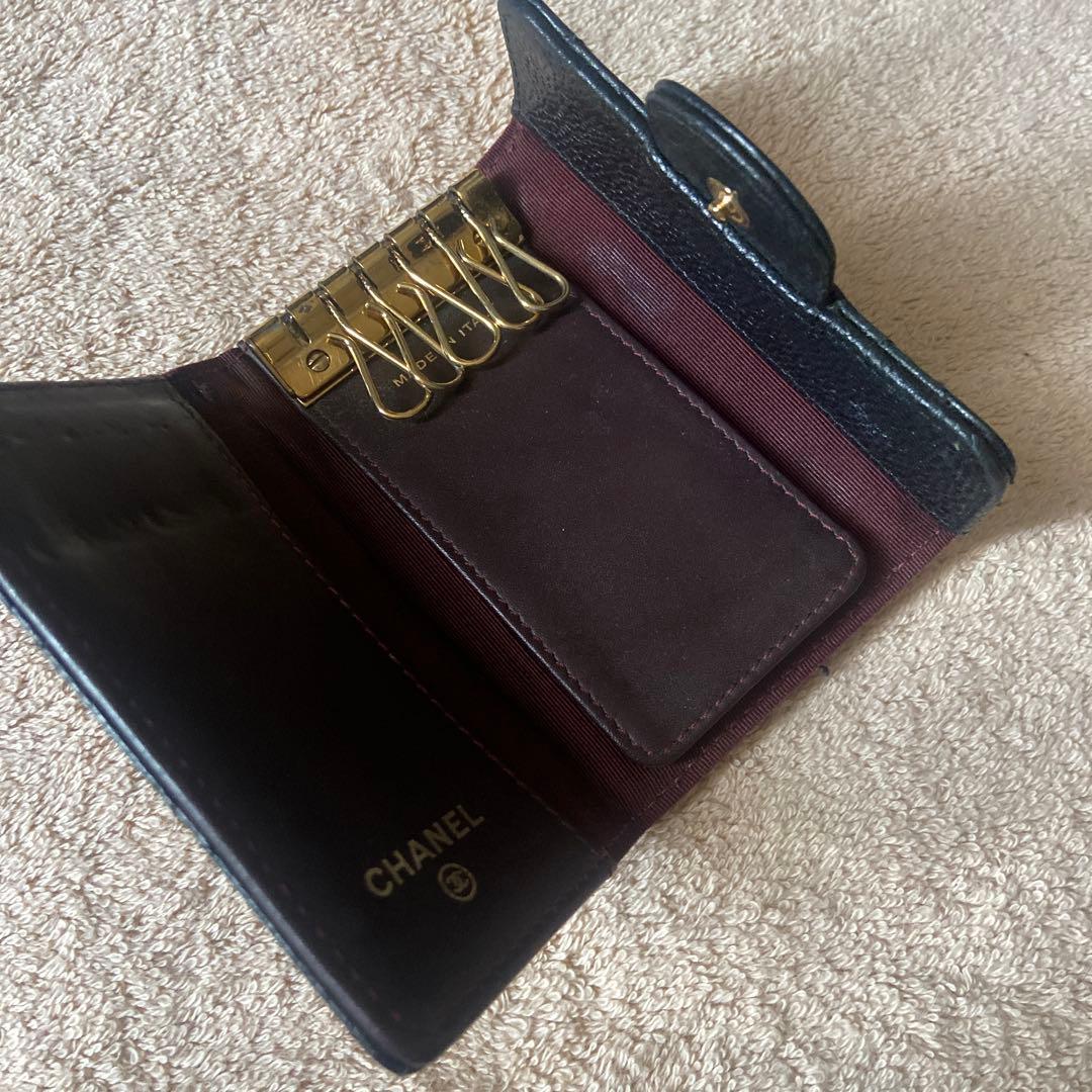 CHANEL 黒 レザー キーケース