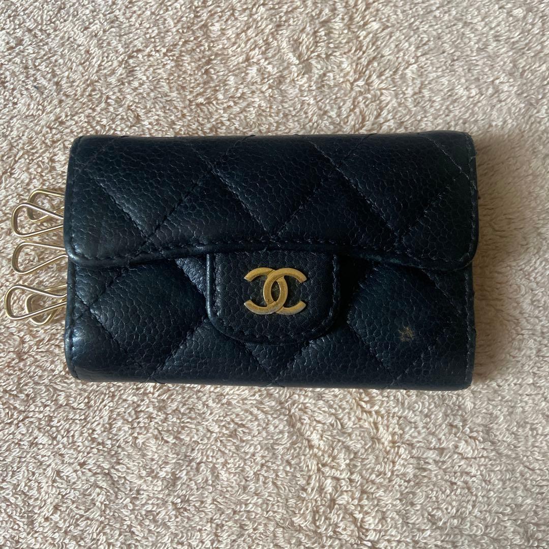 CHANEL 黒 レザー キーケース