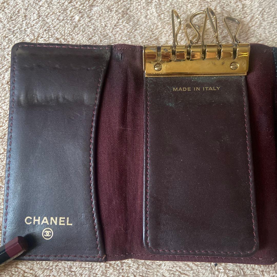 CHANEL 黒 レザー キーケース