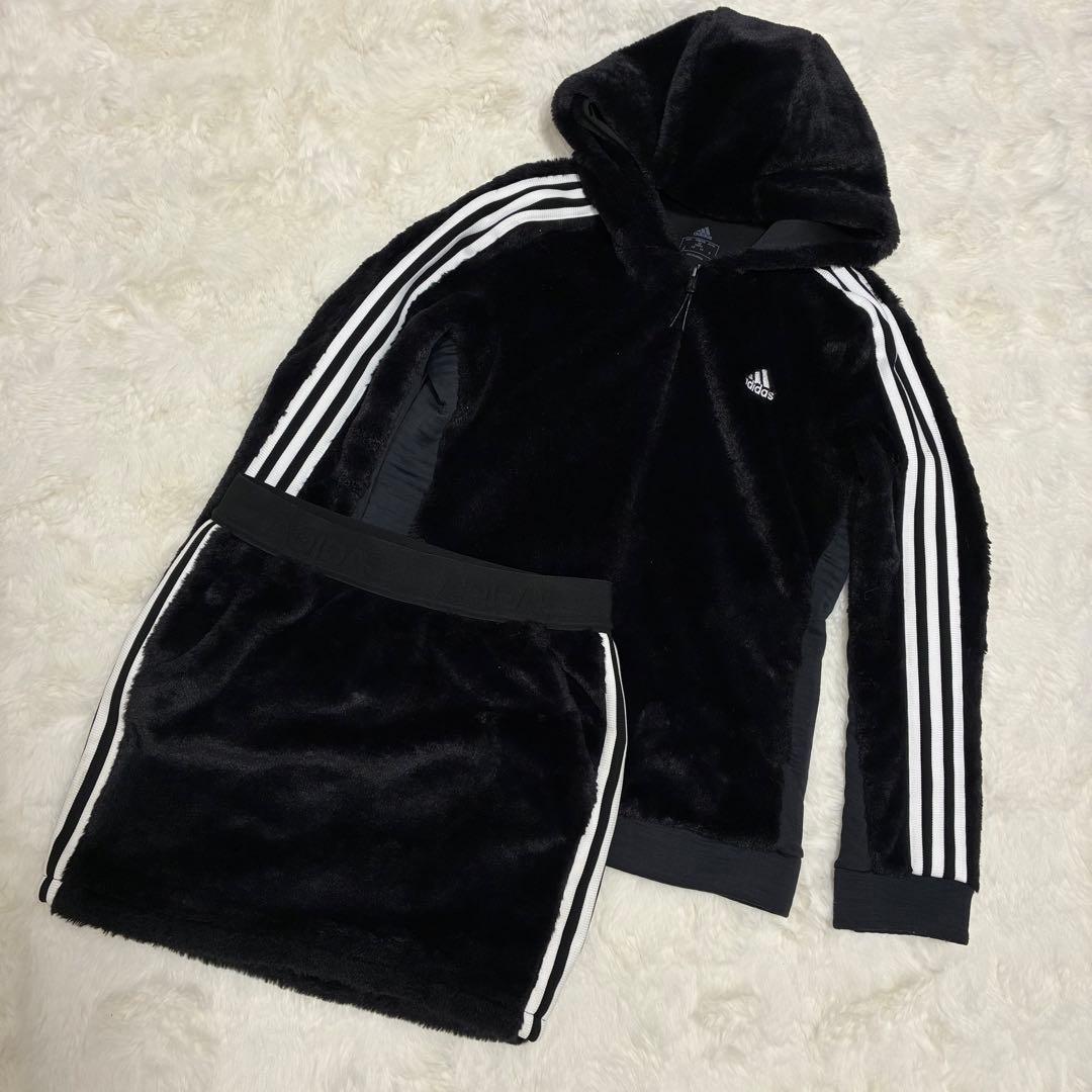 美品✨アディダス　ゴルフウェア　スリーストライプス　ボアフリース　セットアップ