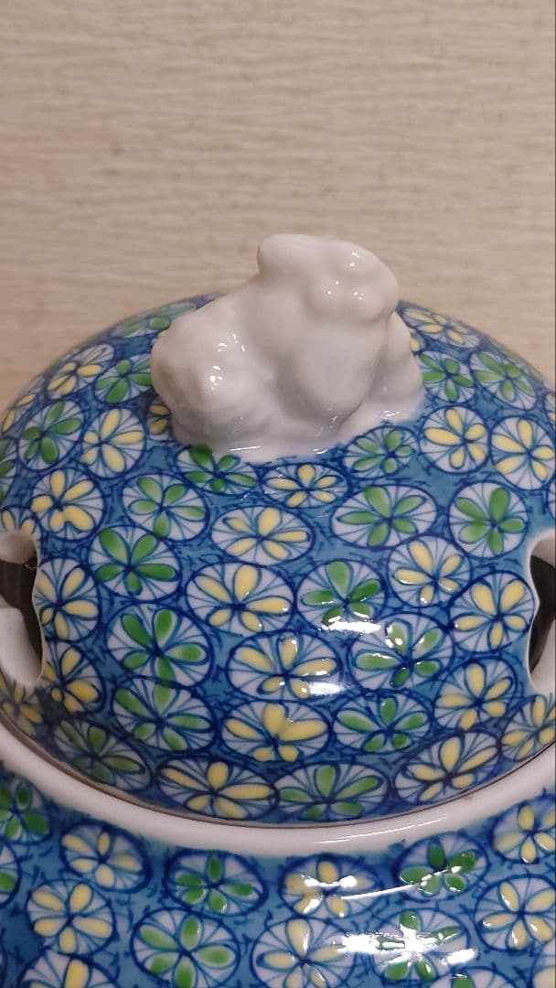 有田陶芸作家　藤井錦彩　丸紋　香炉　共箱　未使用
