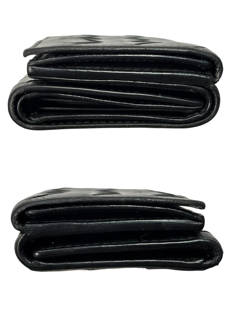 BOTTEGA VENETA イントレチャート 3つ折り財布 ブラック レザー