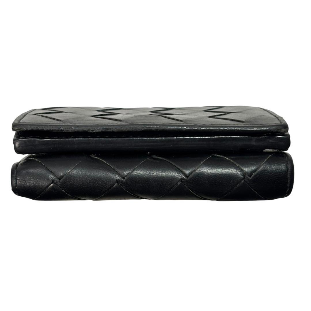 BOTTEGA VENETA イントレチャート 3つ折り財布 ブラック レザー