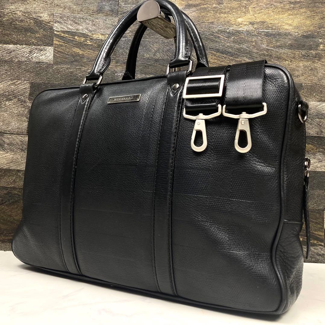 バーバリー シャドーノバチェック ハンドバッグ 2way ビジネスA4 黒