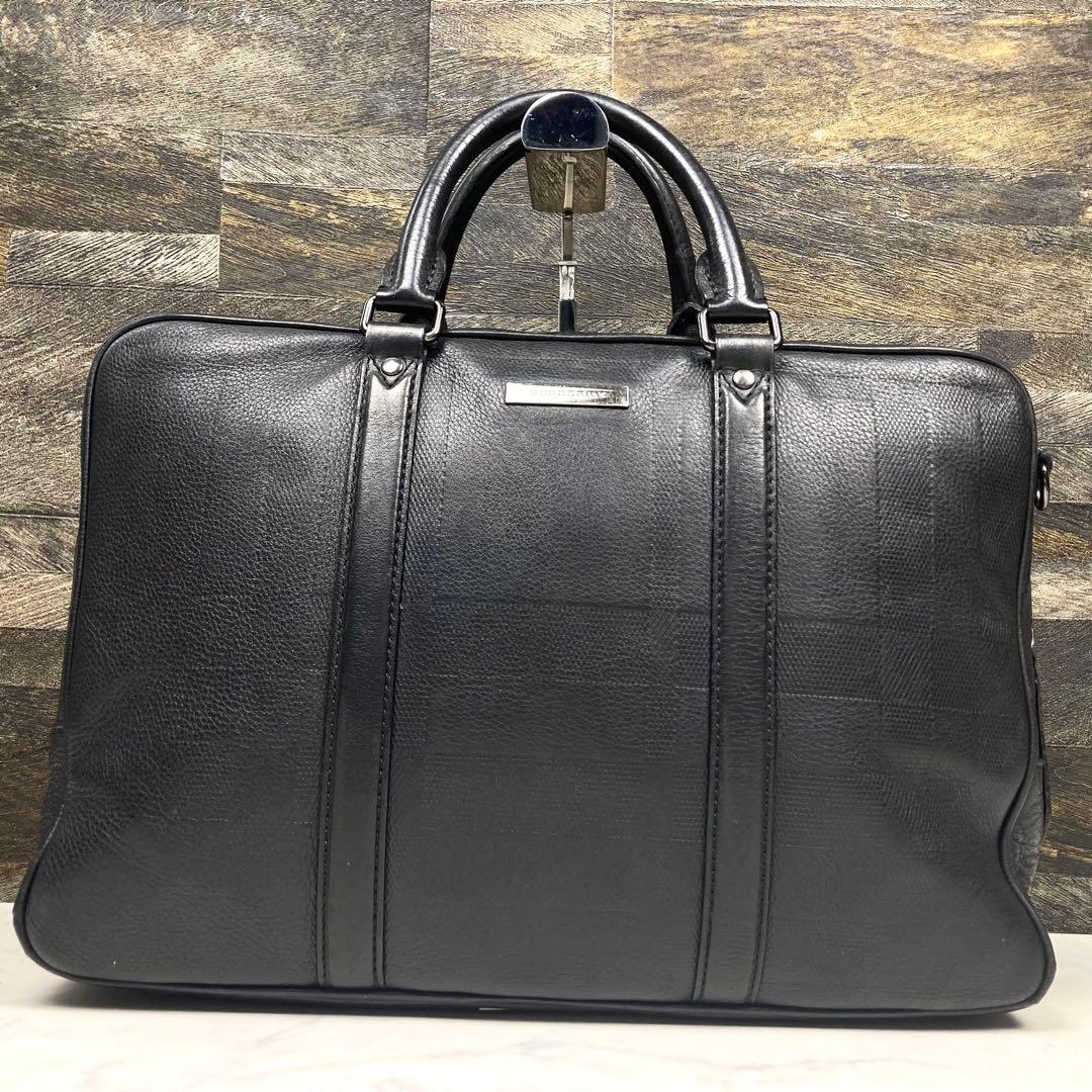 バーバリー シャドーノバチェック ハンドバッグ 2way ビジネスA4 黒