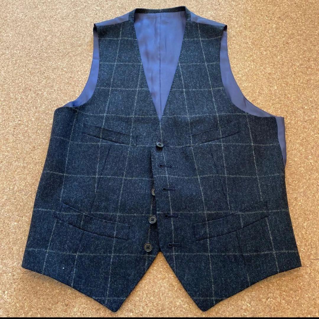 スーツカンパニー MOON スリーピース　ヘリンボーン　紺　165