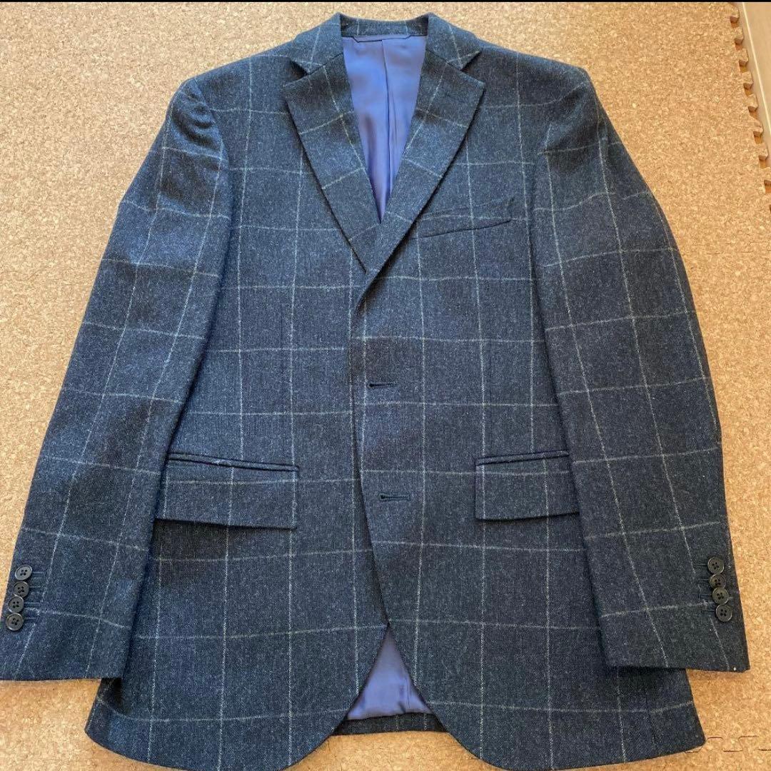 スーツカンパニー MOON スリーピース　ヘリンボーン　紺　165