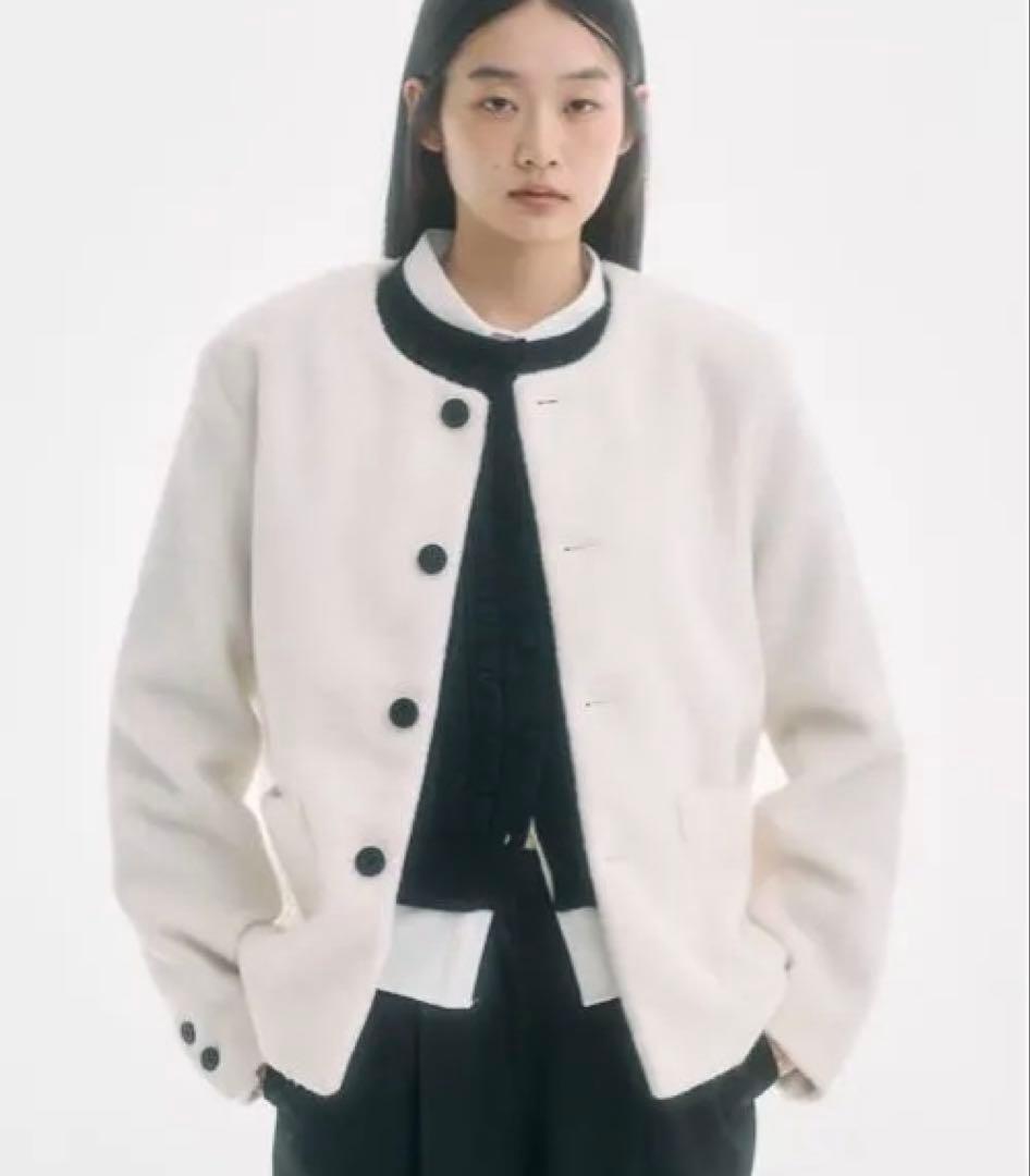 FEKETE ノーカラーウールシャギージャケット XSサイズ