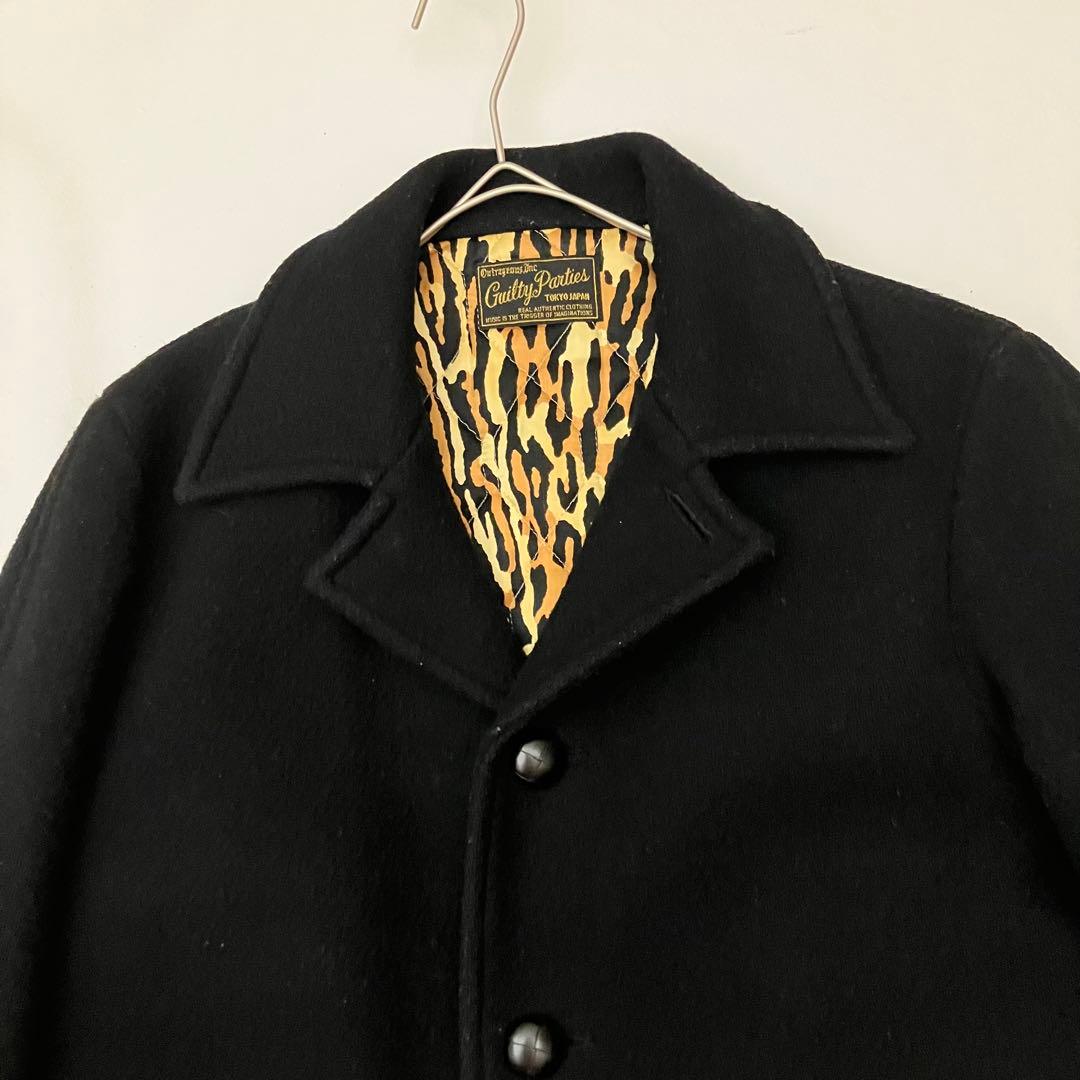 ✨ヴィテージ　希少✨ ワコマリア　ギャングコート　レオパード　ウールコート　黒