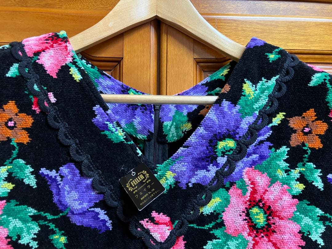 新品未使用 FEILER フェイラー シュニール織　 花柄 エプロン