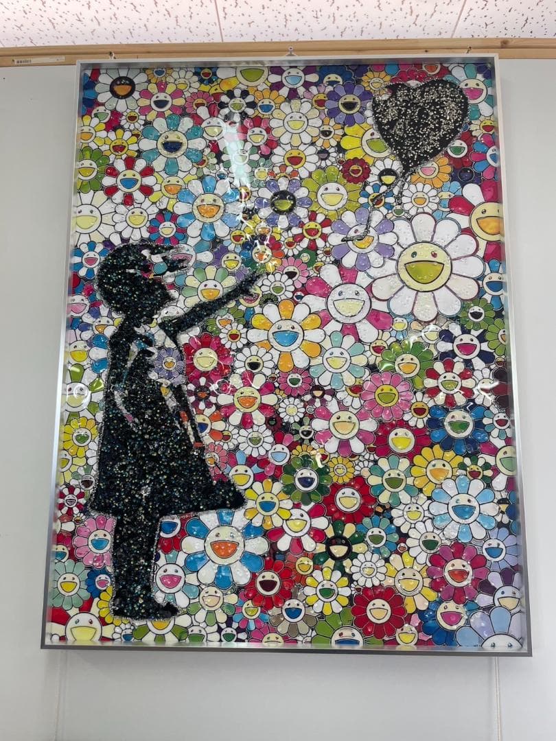 水晶絵 アートパネル バンクシー 風船と少女 壁掛け パネル アート 絵 絵画