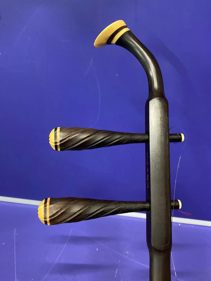 B）中国民族楽器 丁豪康精製 高級 明清古料 老紅木 二胡 弓 ケース 付属品付