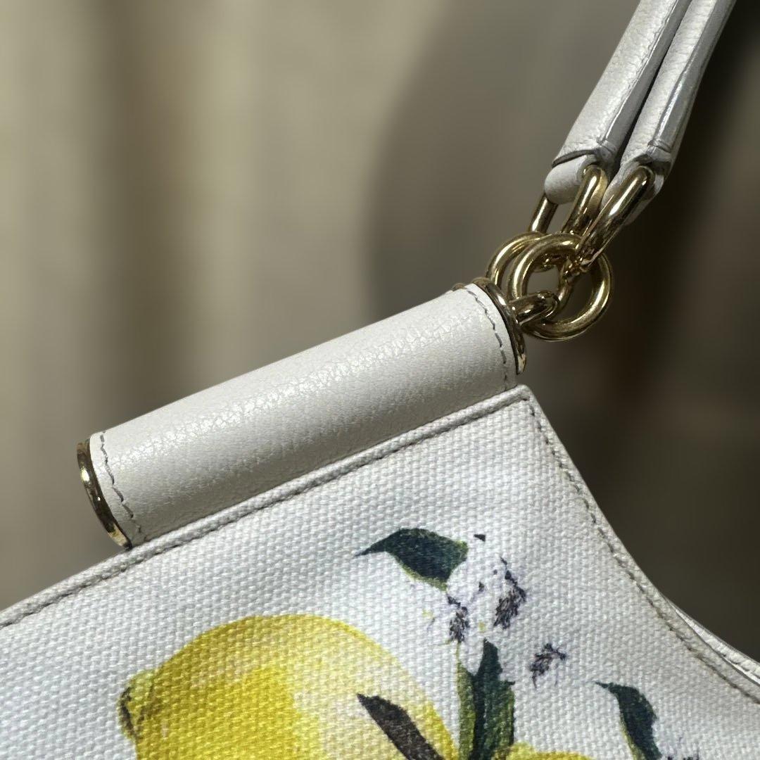 DOLGE＆GABBANAホワイトレモンプリントキャンバストートバッグ