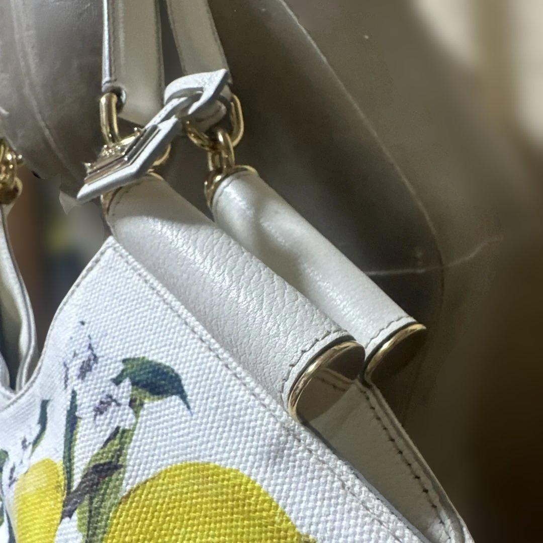 DOLGE＆GABBANAホワイトレモンプリントキャンバストートバッグ