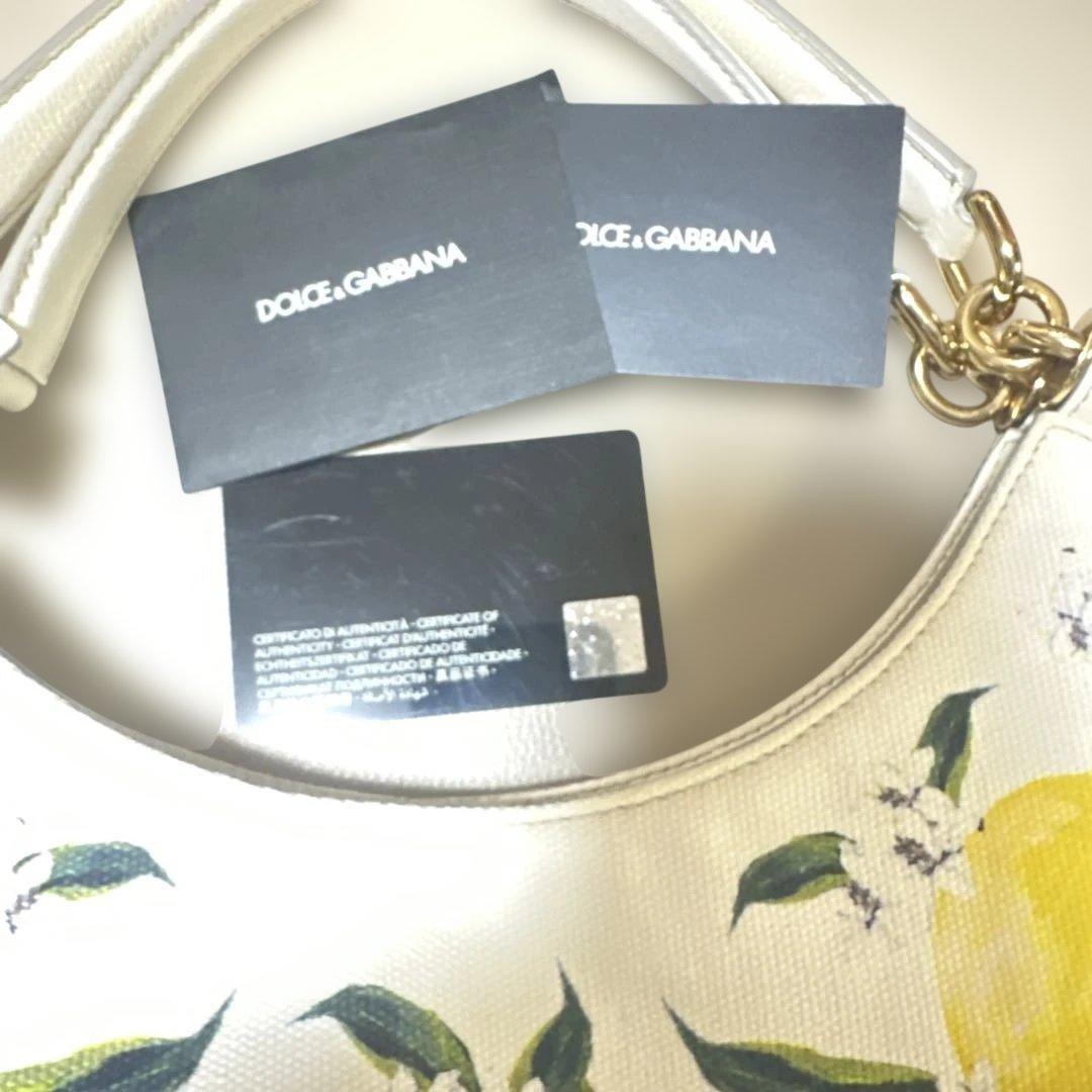 DOLGE＆GABBANAホワイトレモンプリントキャンバストートバッグ