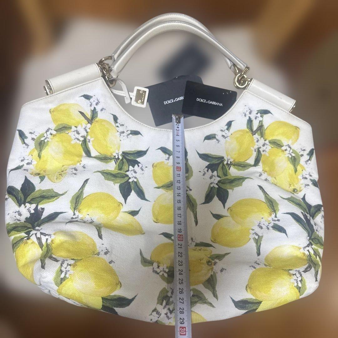 DOLGE＆GABBANAホワイトレモンプリントキャンバストートバッグ