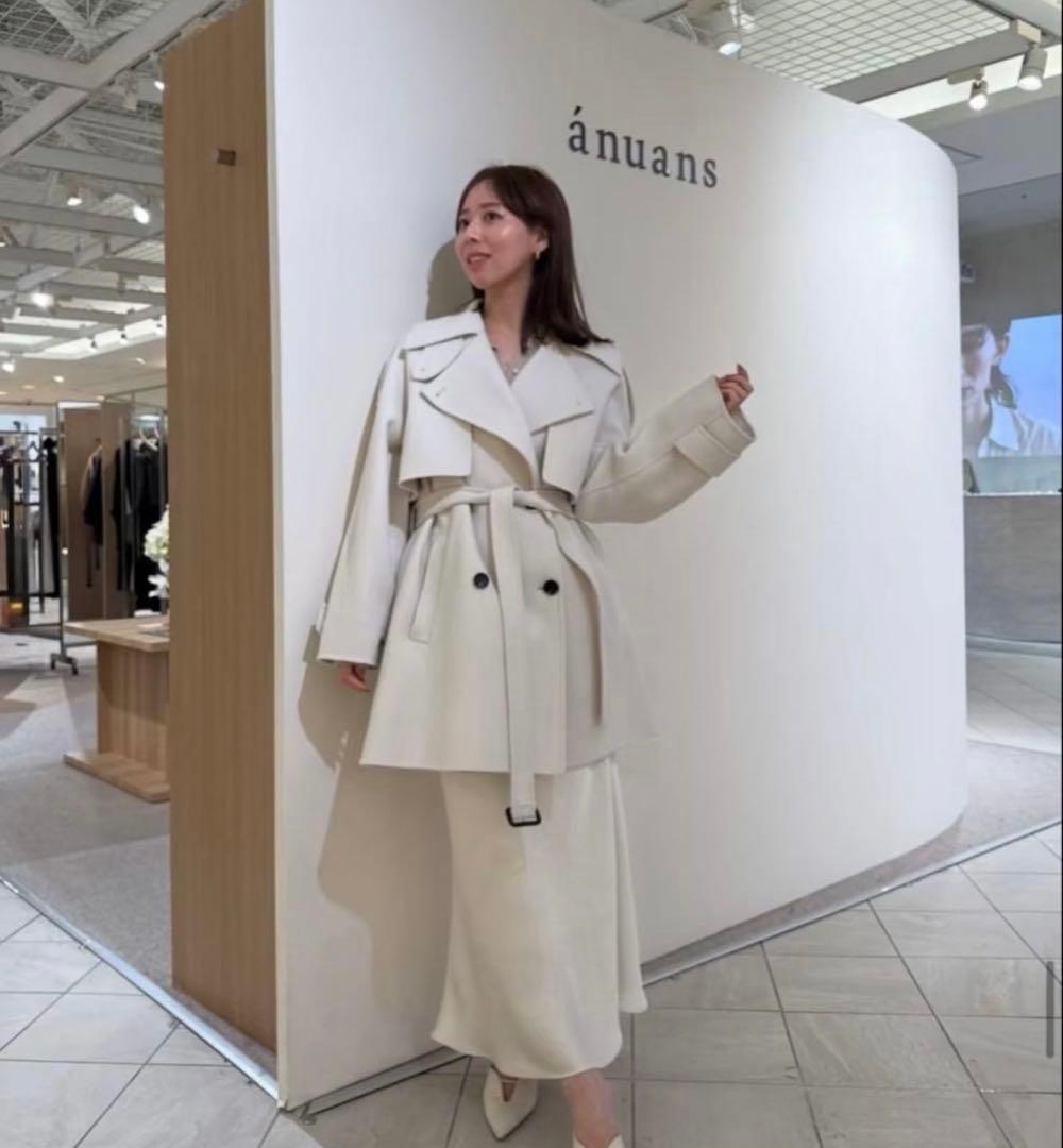 た*ご様 新品未使用タグ付き　anuans リバーウールミドルトレンチコート E