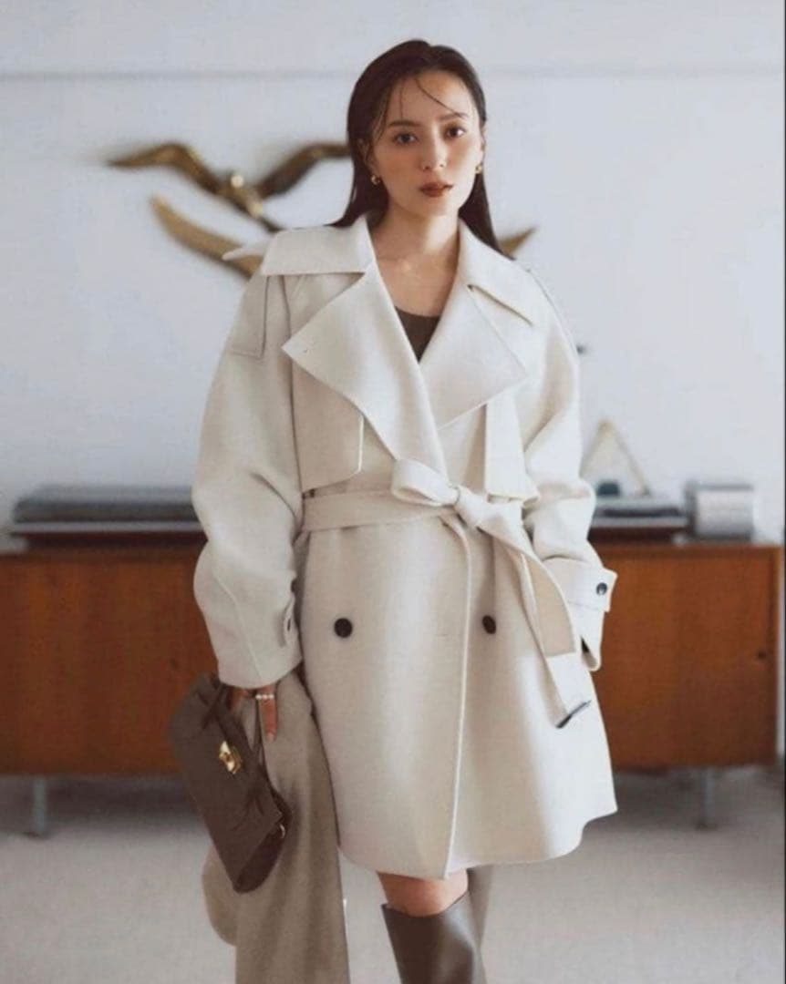 た*ご様 新品未使用タグ付き　anuans リバーウールミドルトレンチコート E