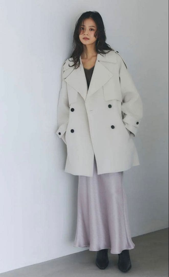 た*ご様 新品未使用タグ付き　anuans リバーウールミドルトレンチコート E