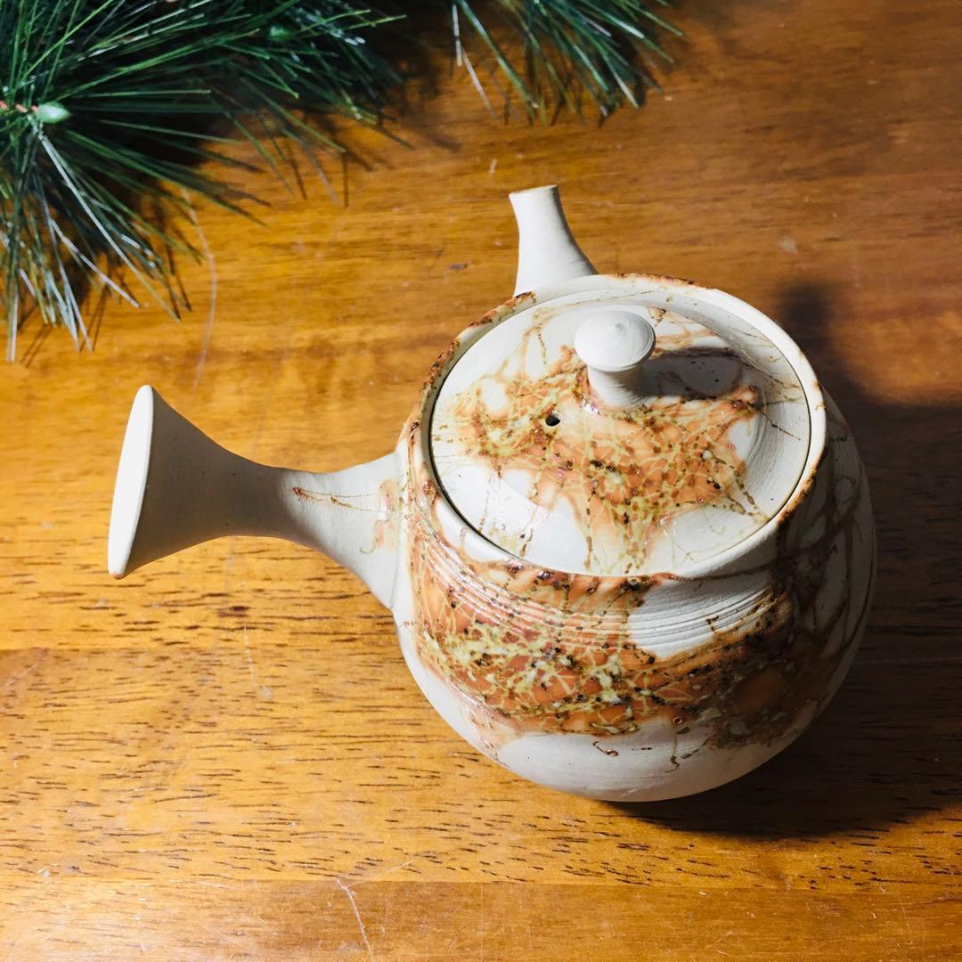 【新品未使用品】常滑焼 　谷川仁　白泥藻掛　煎茶器揃　茶托付き　共箱なし