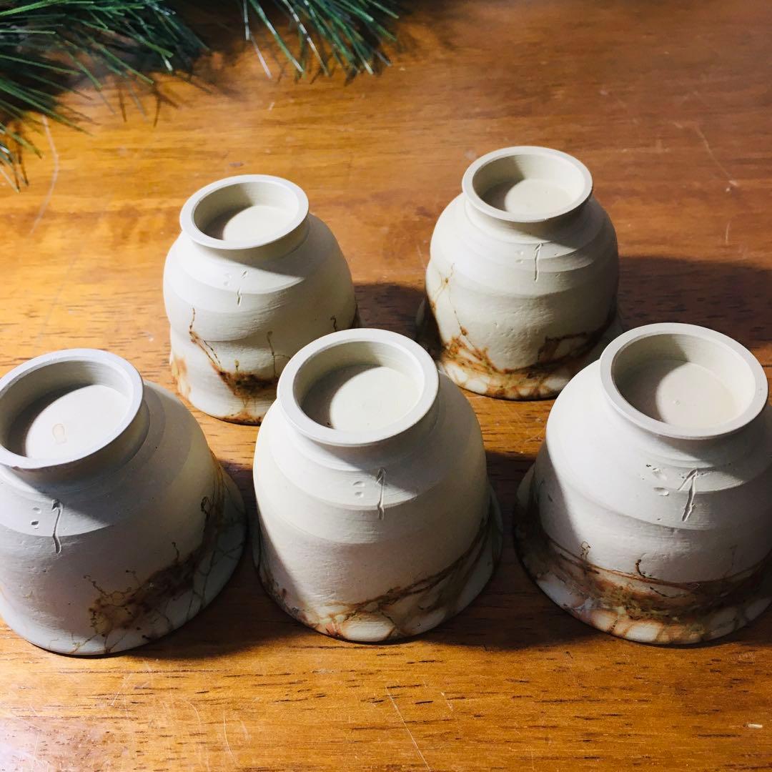 【新品未使用品】常滑焼 　谷川仁　白泥藻掛　煎茶器揃　茶托付き　共箱なし