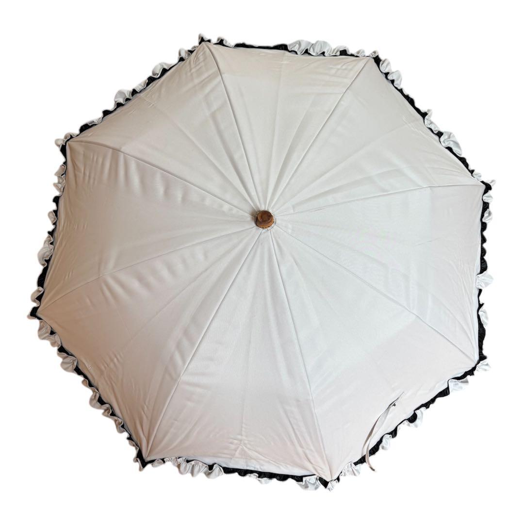 サンバリア100 フリル　2段折りたたみ　日傘　ホワイト