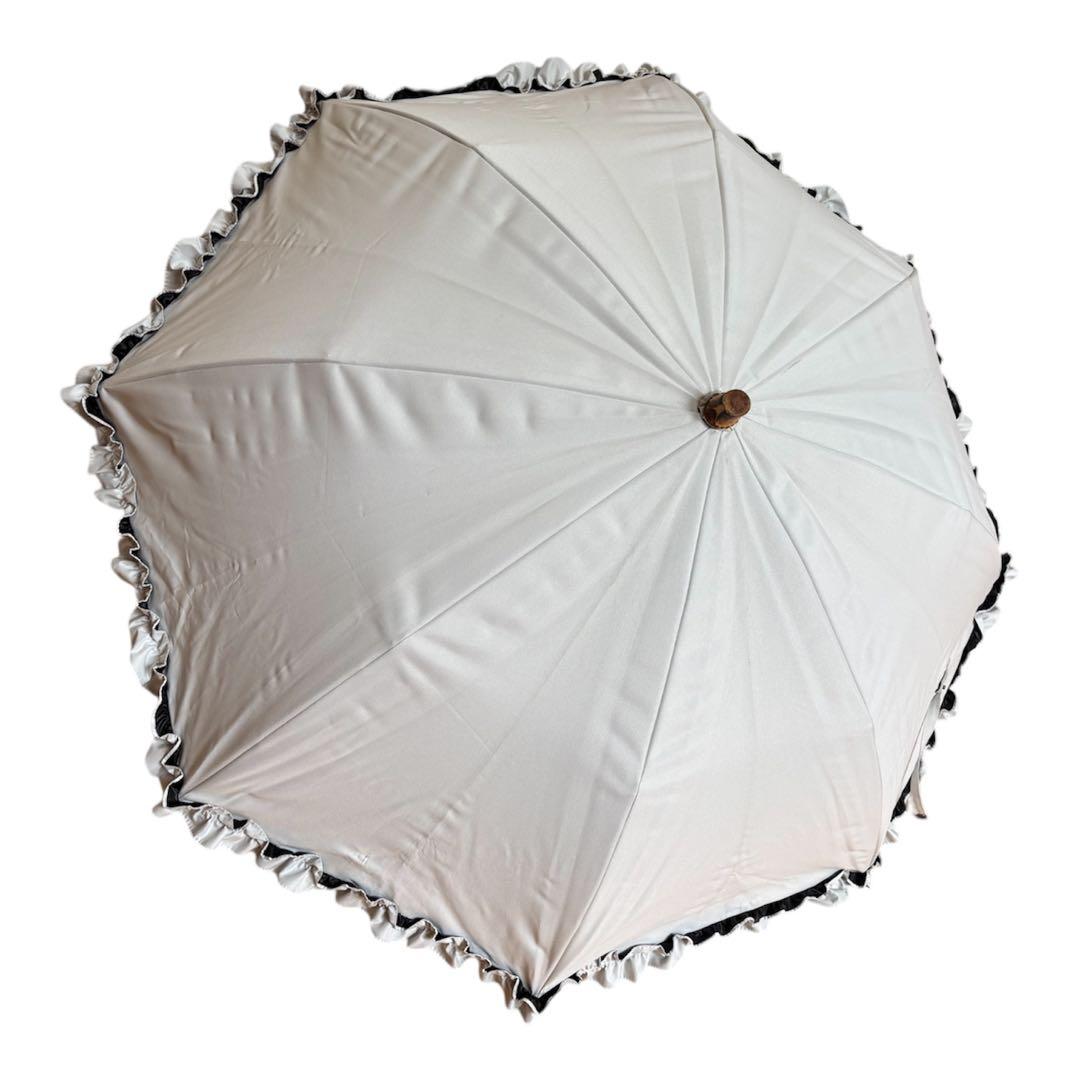 サンバリア100 フリル　2段折りたたみ　日傘　ホワイト