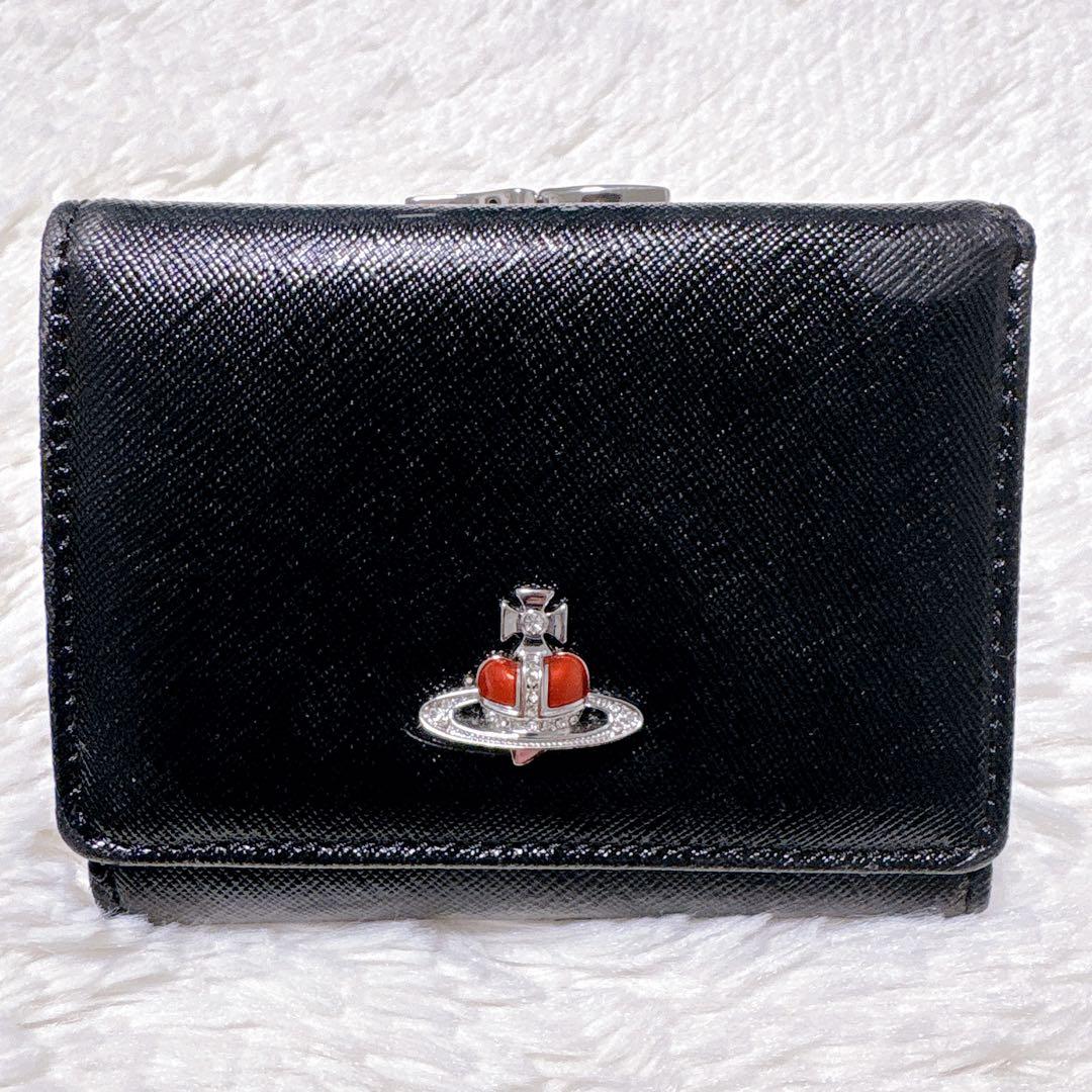 ♡希少♡ヴィヴィアンウエストウッド ディアマンテ ハート がま口 三つ折り財布