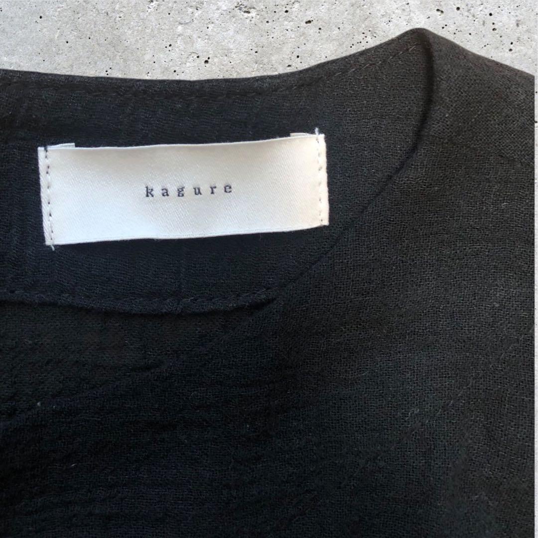 【極美品】かぐれ ガーゼロングチュニック フリー ブラック 2025年モデル