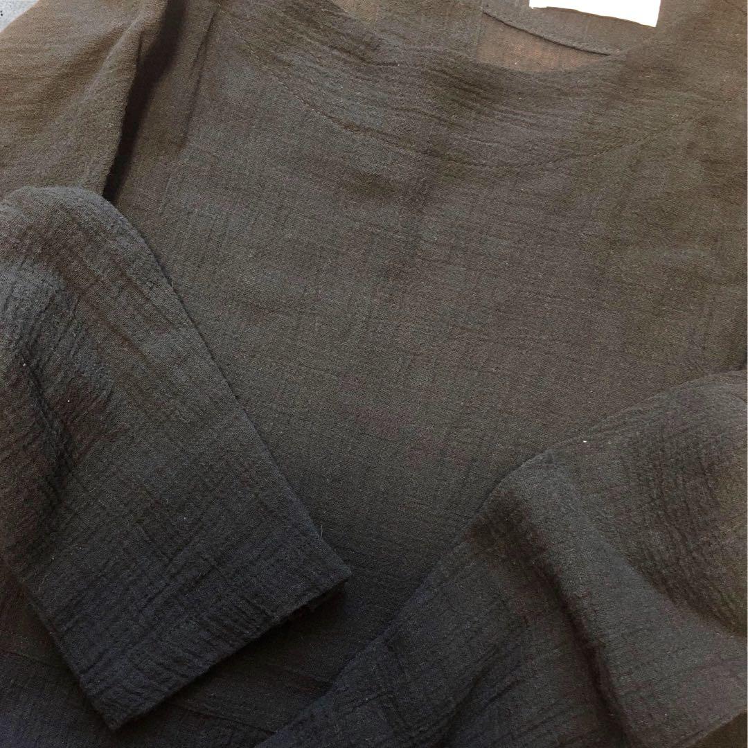 【極美品】かぐれ ガーゼロングチュニック フリー ブラック 2025年モデル