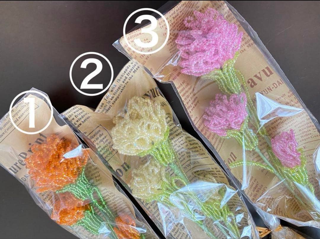 【専用】ビーズフラワー❋バラ、カーネ、ガーベラ❋