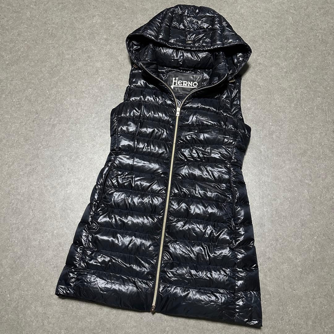 美品 HERNO ウルトラライドグース ダウンベスト ロング丈 ヘルノ 40
