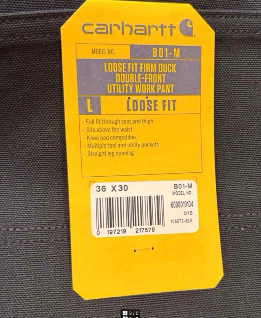 【送料無料】新品未使用タグ付き Carhartt カーハートダブルニー36×30