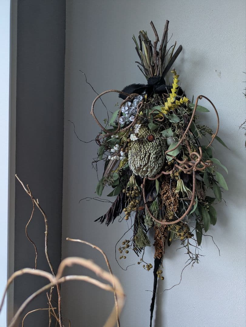 ドライフラワー　スワッグ　インテリア　バンクシア