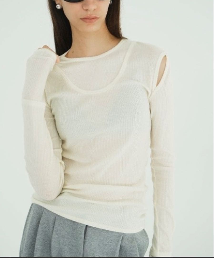 【CLANE/クラネ】レイヤードショルダーカットトップス　1