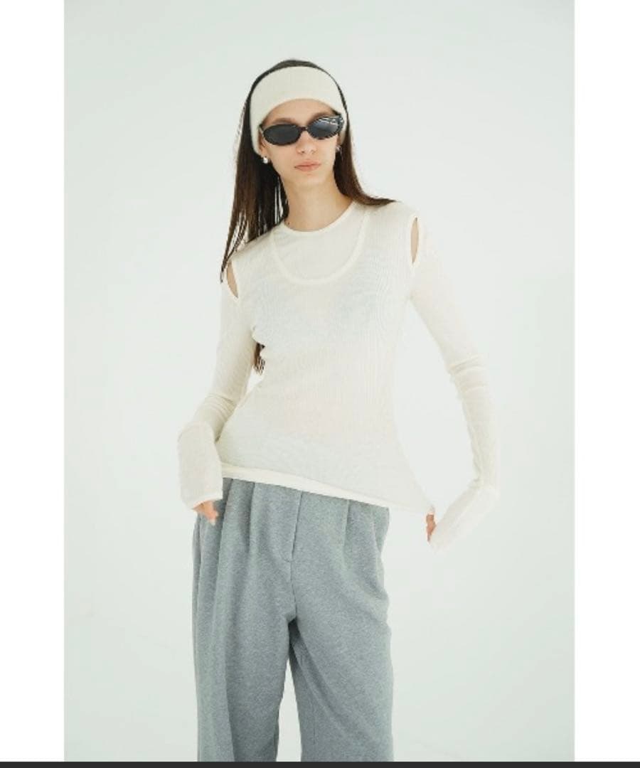 【CLANE/クラネ】レイヤードショルダーカットトップス　1