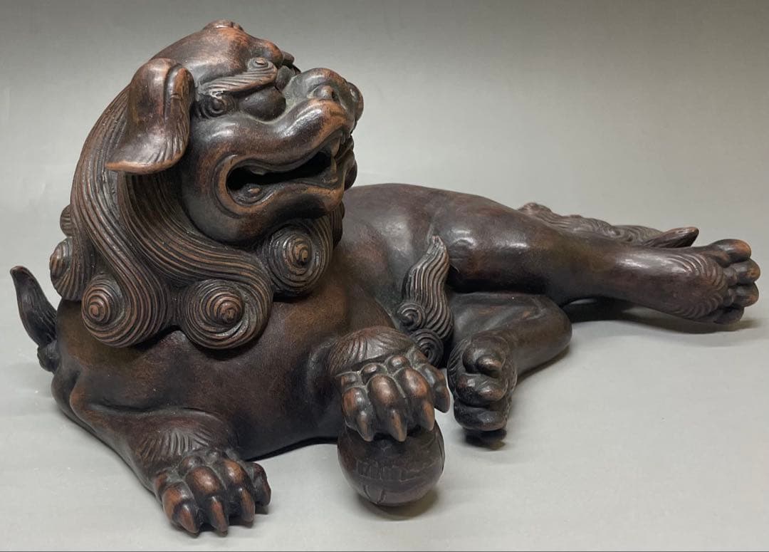 古備前　玉乗り　獅子香炉 　bg410