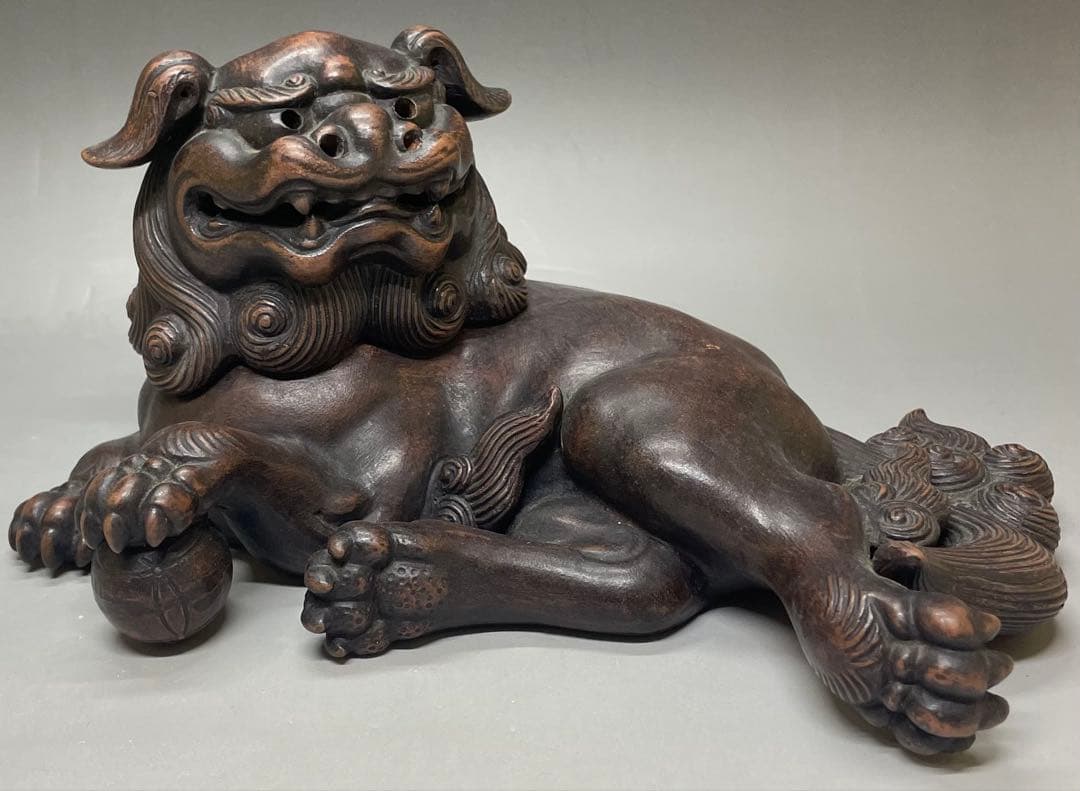 古備前　玉乗り　獅子香炉 　bg410