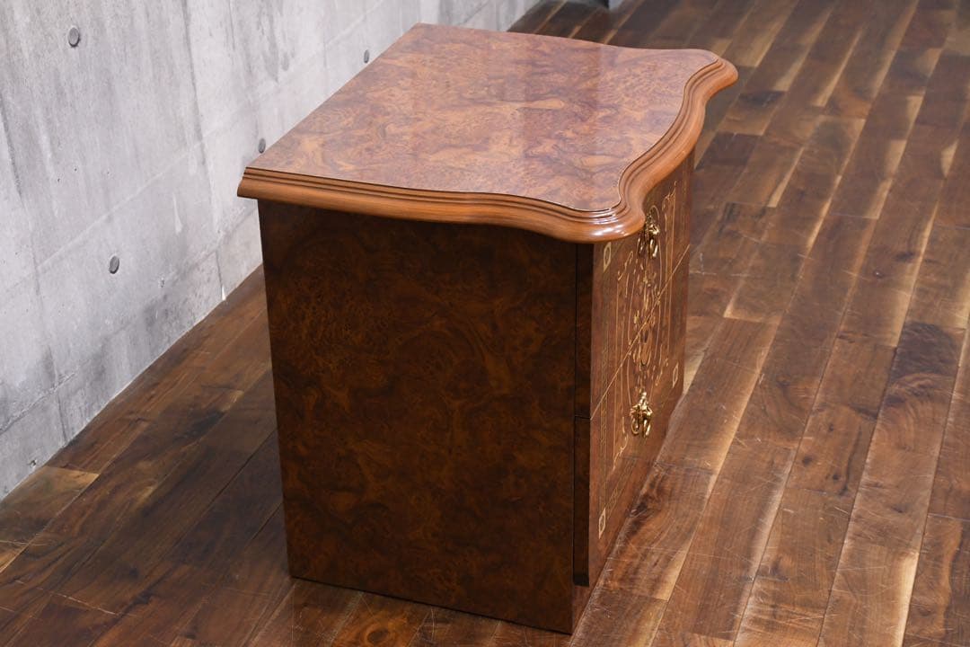 ECK35 イタリア製 2段サイドチェスト ベッドサイドテーブル ナイトテーブル