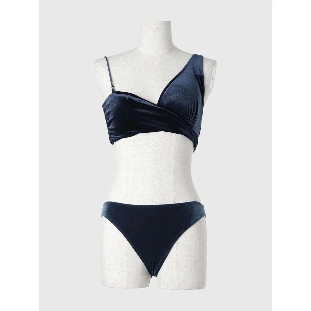 anuans アニュアンス / ワンショルダーセパレートスイムウェア ネイビーM