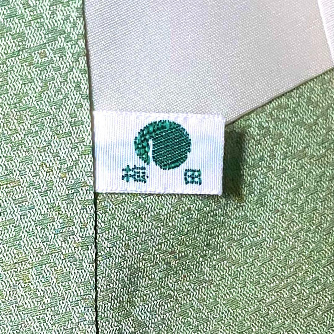 MK-1433 付下げ 汕頭刺繍 刺繍 流水に花模様 金彩 金糸 灰緑色