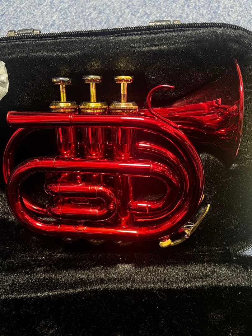 J.Michael 赤色ポケットトランペット本体 付属品セット
