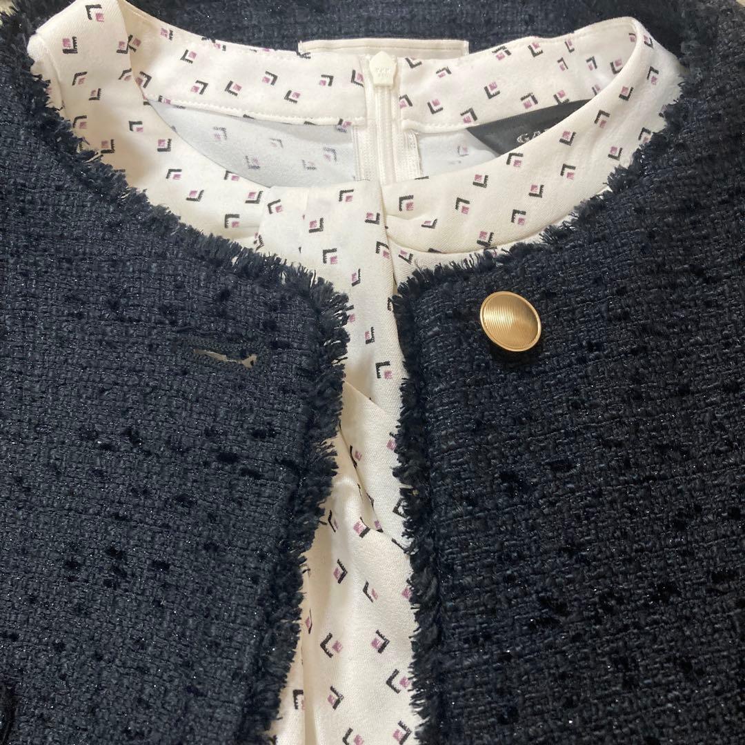 any SiS ツイードノーカラーミドルジャケット　カットソー　コート