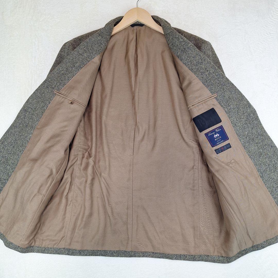 Papas　英国生地MOON社　テーラードジャケット　ツイード　ヘリンボーン　L