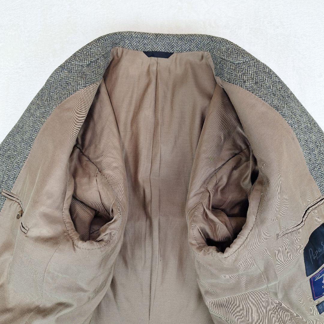 Papas　英国生地MOON社　テーラードジャケット　ツイード　ヘリンボーン　L