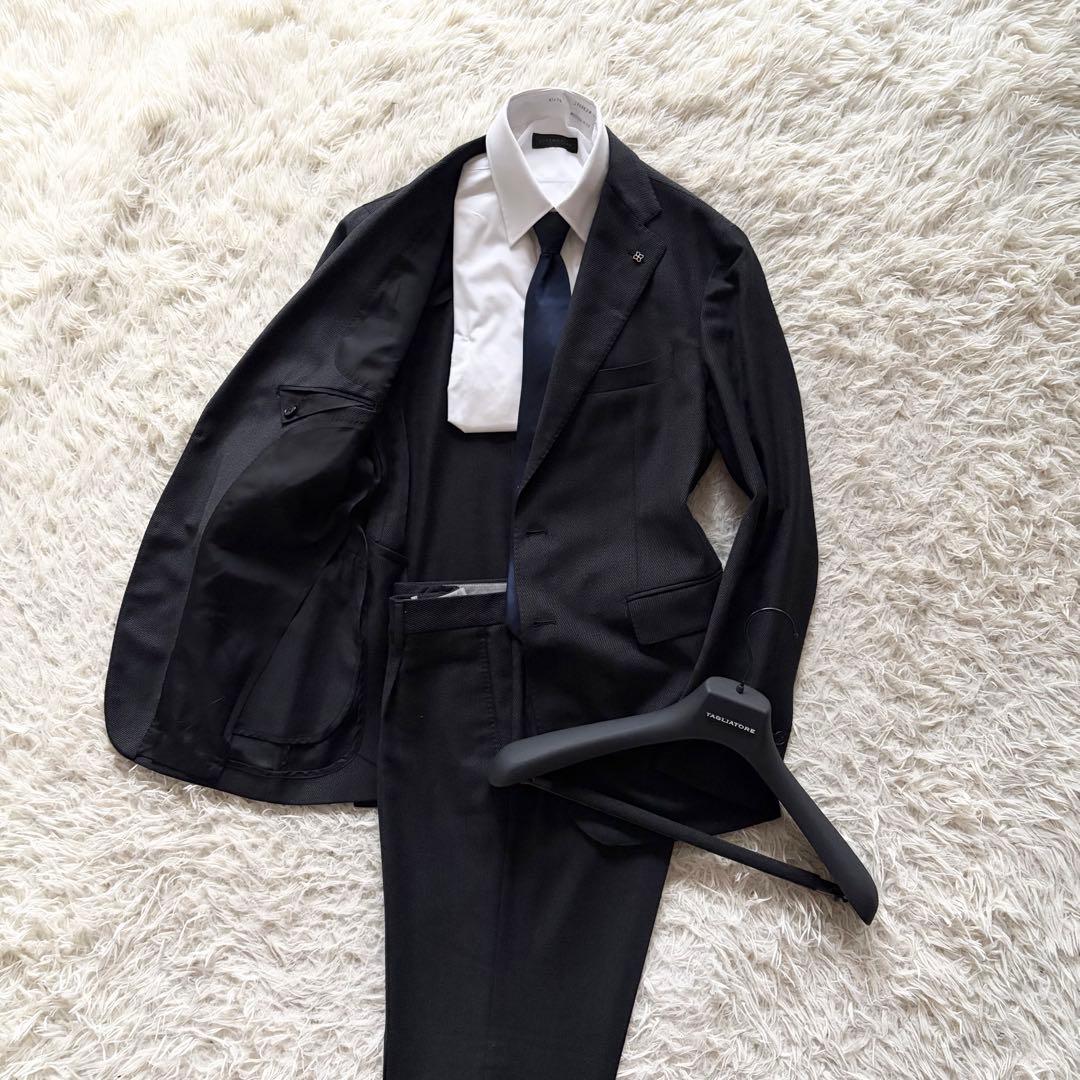 <美品>TAGLIATORE ヴェスビオ ダークグレー ウールスーツ サイズ48