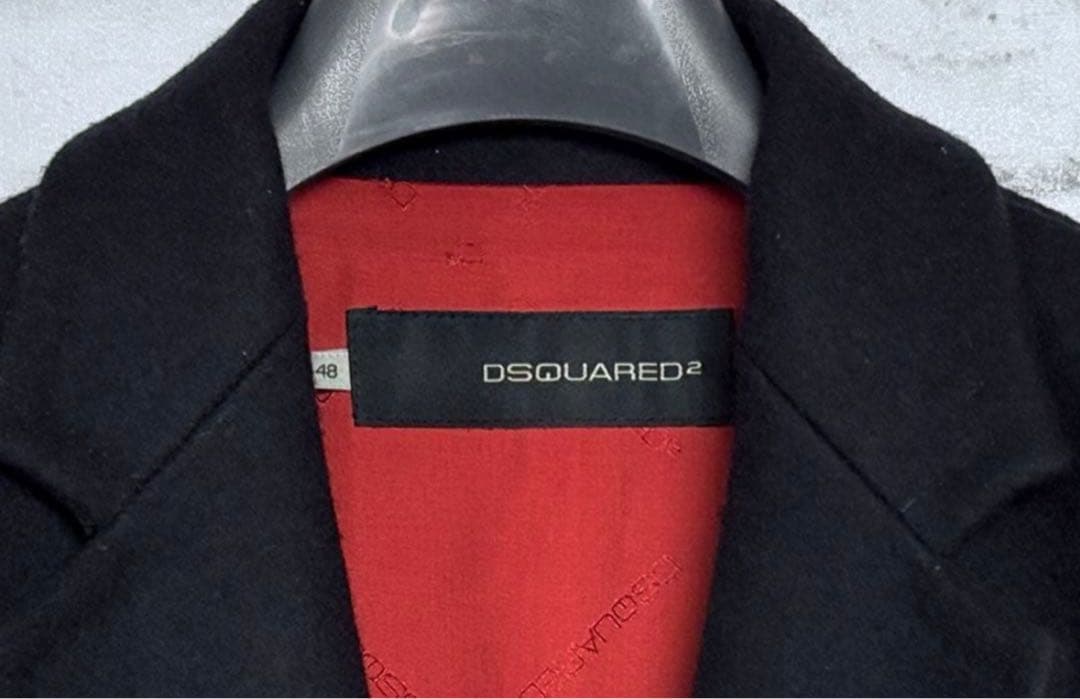 【希少】DSQUARED2 チェスターコート 48 ダークネイビー 上質メルトン