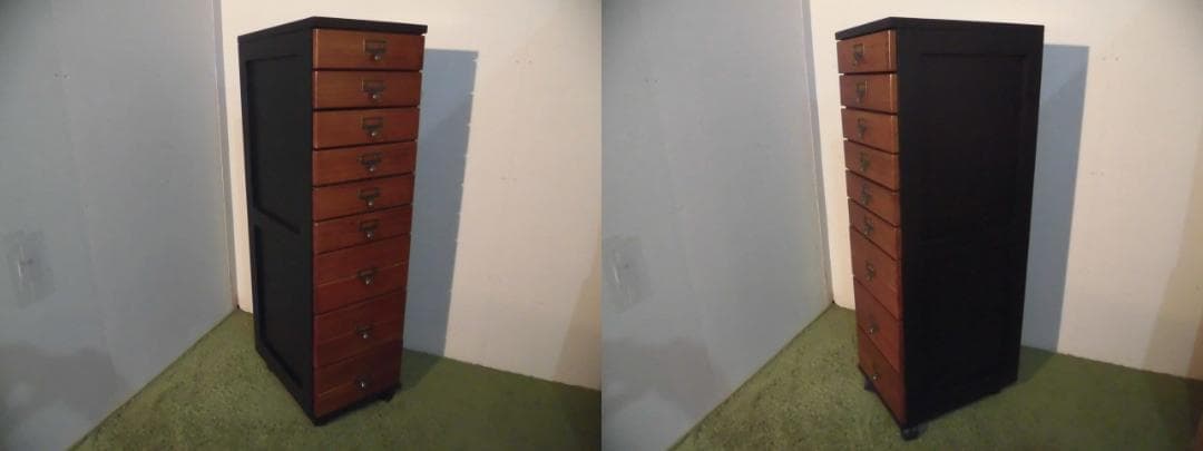 【送料無料・新品】天然木北欧風★マルチ書類多段チェスト9段【キャスター付】